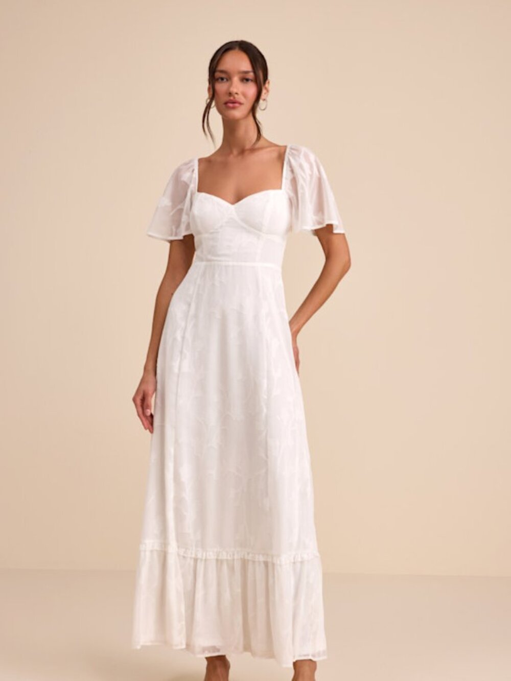 Lulus Tailor Made For You White Jacquard Lace-up Maxi Dress - Size S